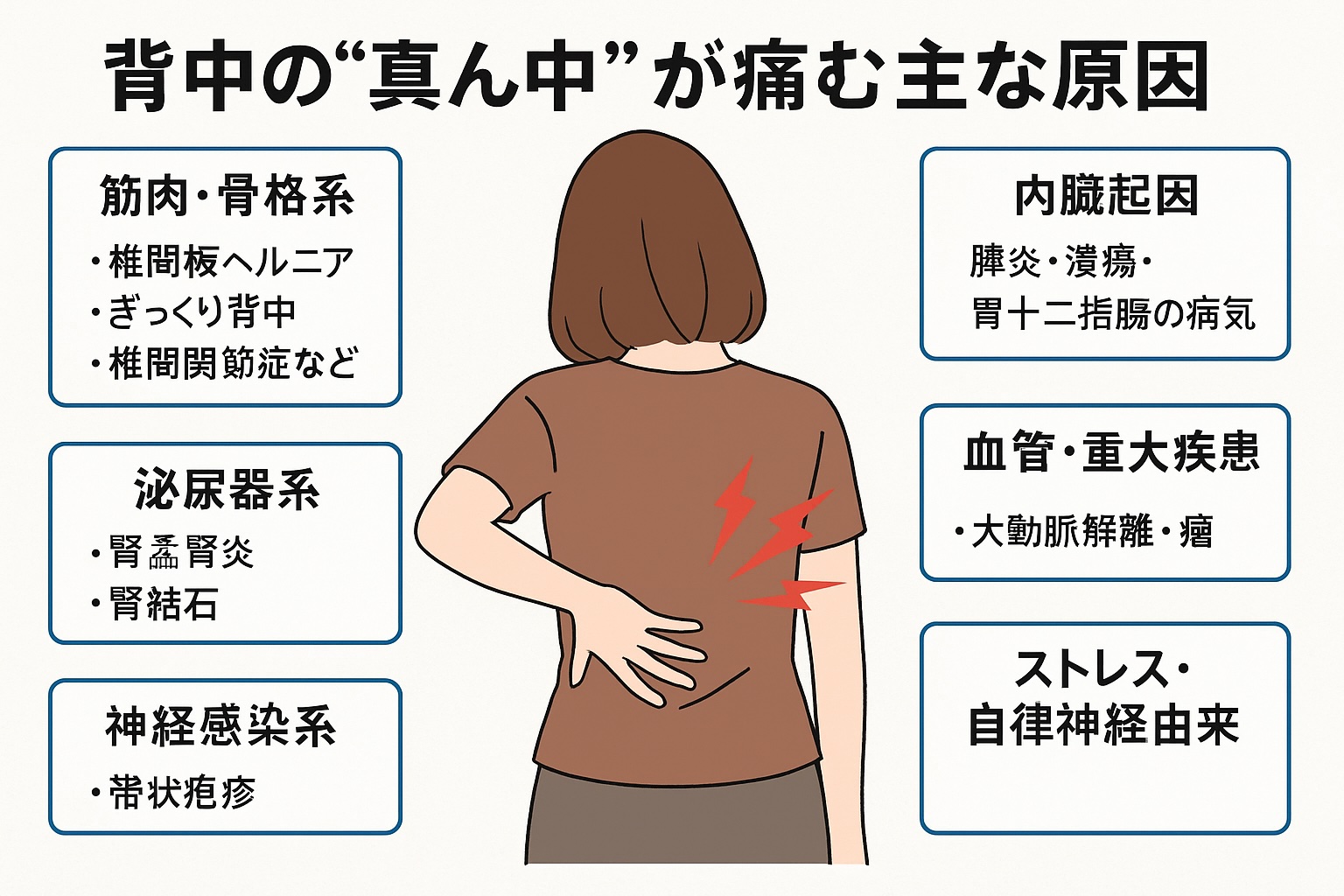 背中痛い 真ん中 – 原因別セルフチェックと対処法|見逃せない症状も解説 - 整体ライフ