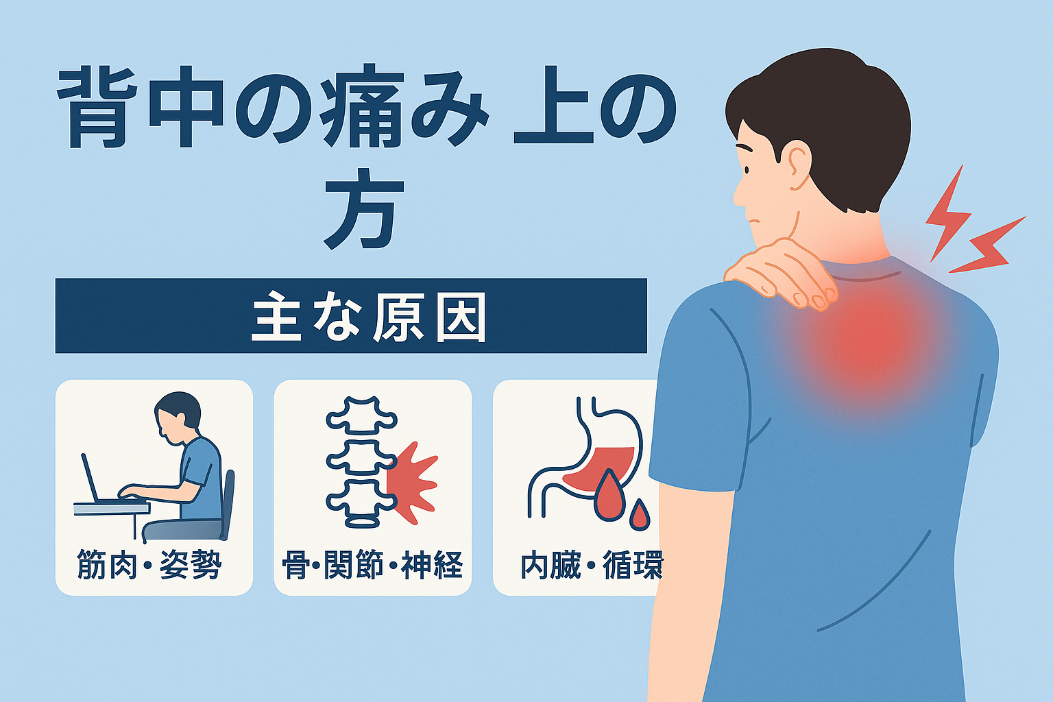 背中の痛み 上の方:原因とセルフケア法を徹底解説【肩甲骨~胸椎エリア】 - 整体ライフ
