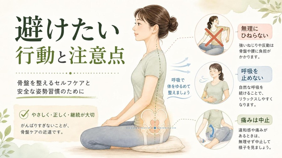 骨盤矯正 自分で 避けたい行動と注意点