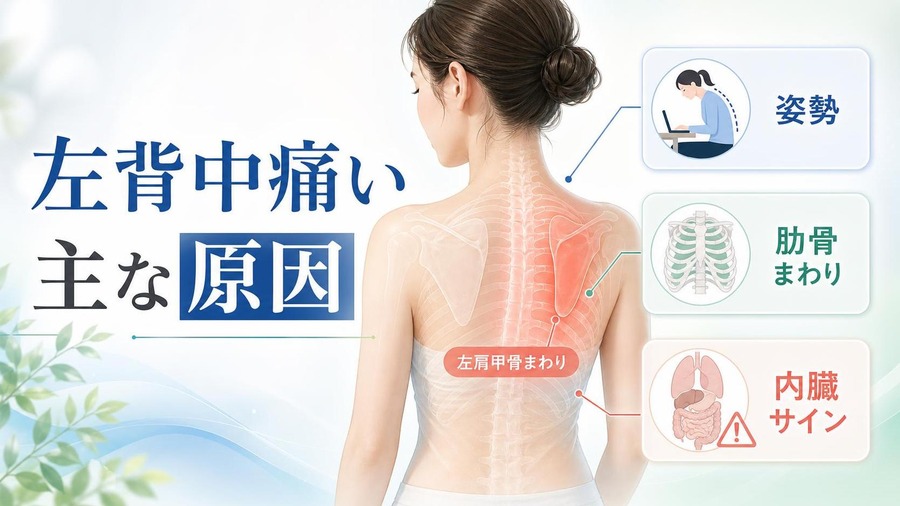 左背中痛い 左背中痛いで考えられる主な原因