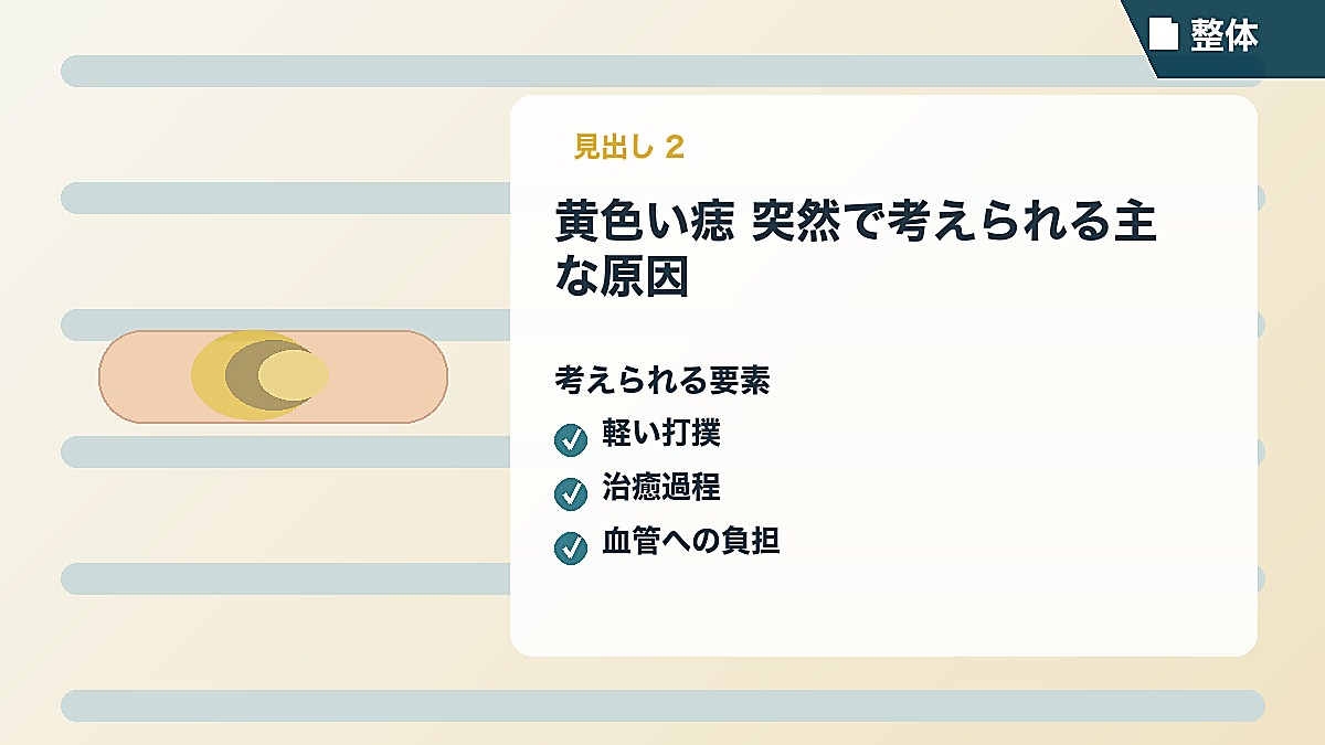 黄色い痣 突然で考えられる主な原因