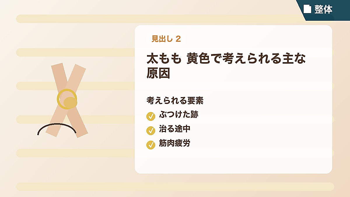 太もも 黄色で考えられる主な原因
