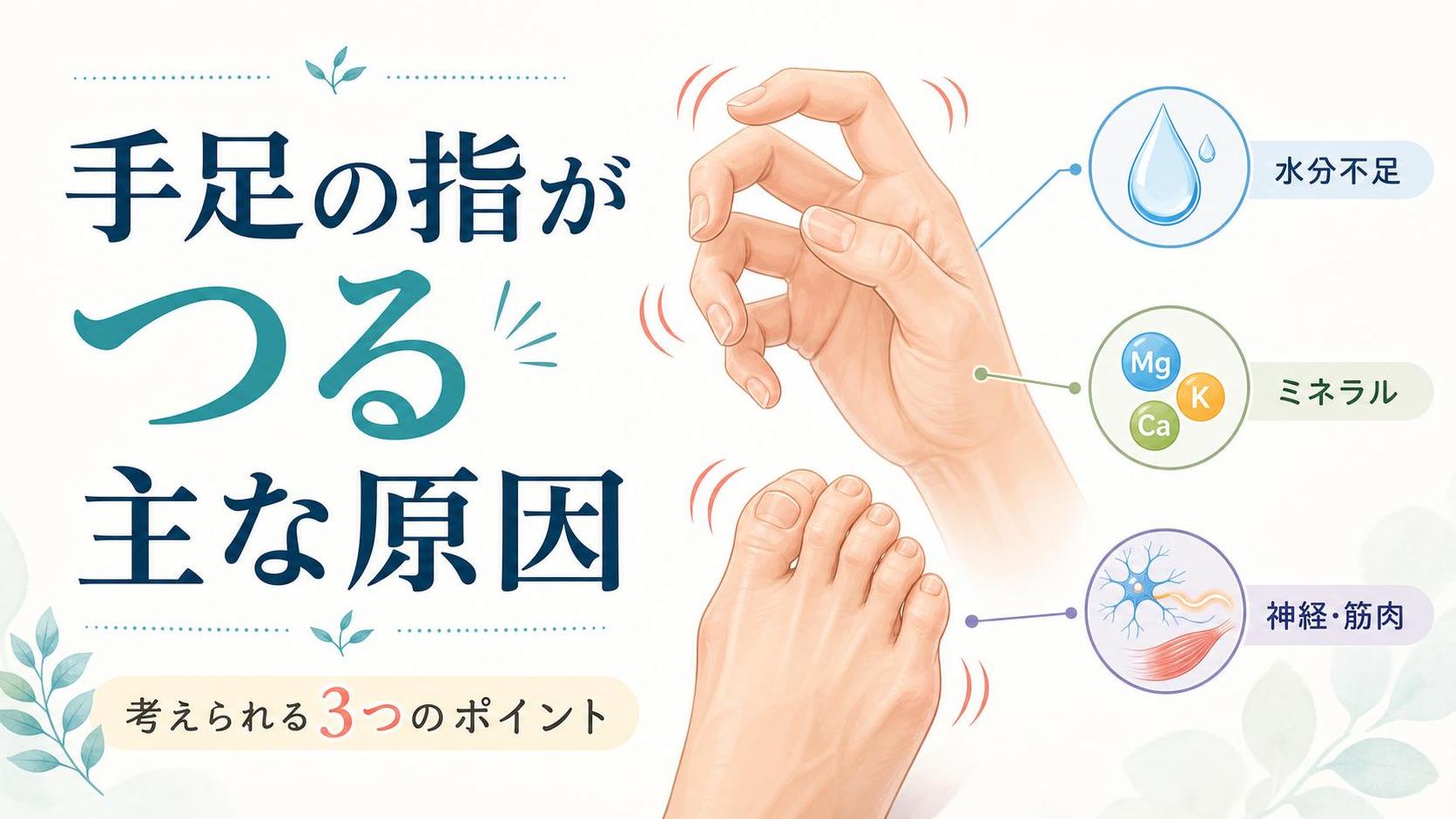 手足の指がつるで考えられる主な原因
