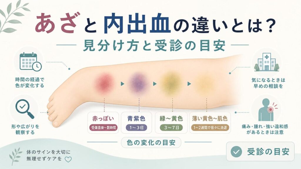 あざと内出血の違いとは？見分け方と受診の目安
