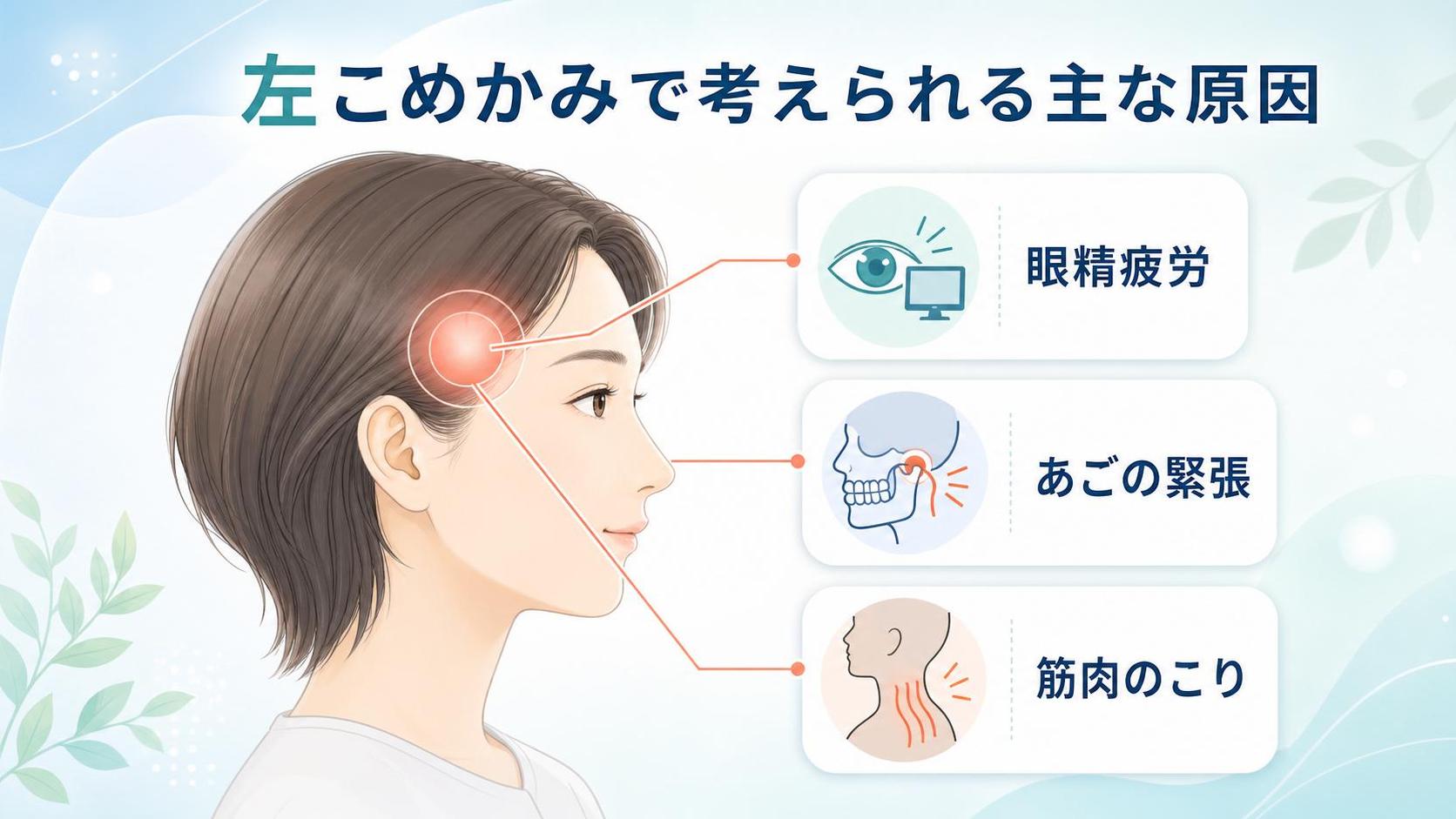 左こめかみで考えられる主な原因