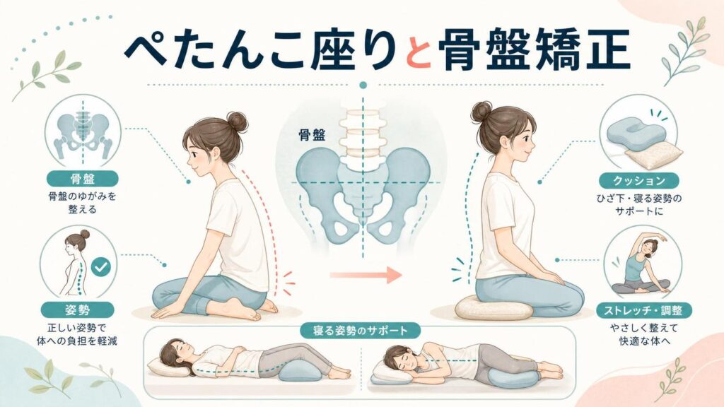 ぺたんこ座りと骨盤矯正｜体への影響と見直し方