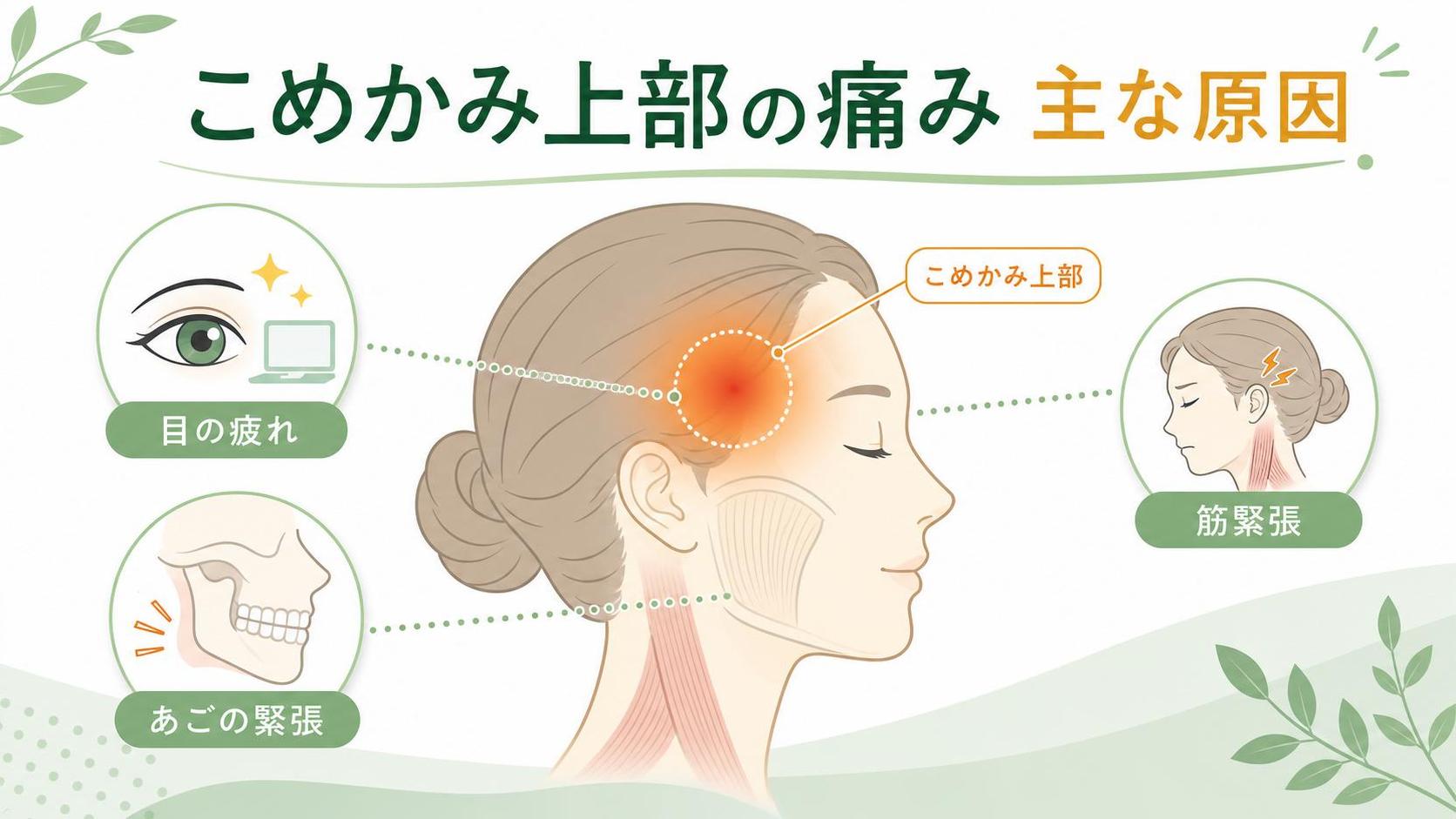 こめかみの上が痛いで考えられる主な原因