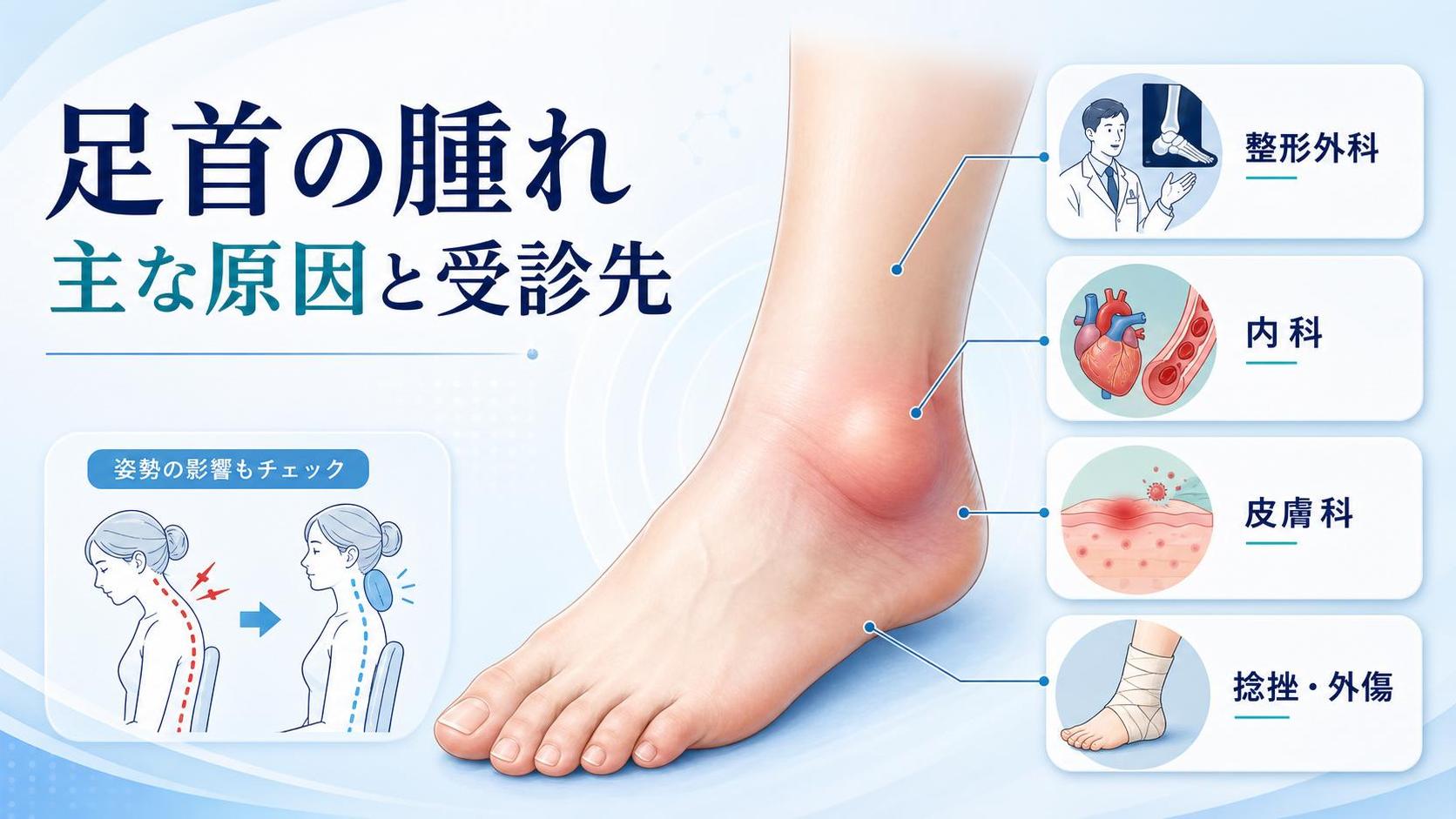 足首の腫れ 何科で考えられる主な原因
