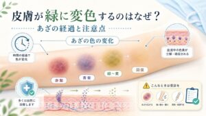 皮膚が緑に変色するのはなぜ？あざの経過と注意点