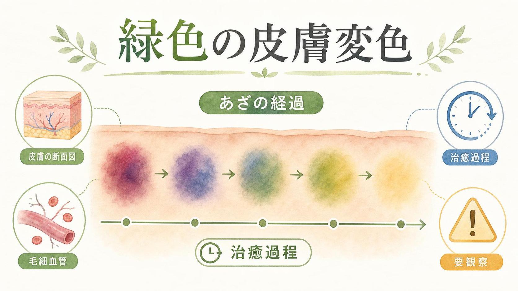 皮膚 変色 緑で考えられる主な原因
