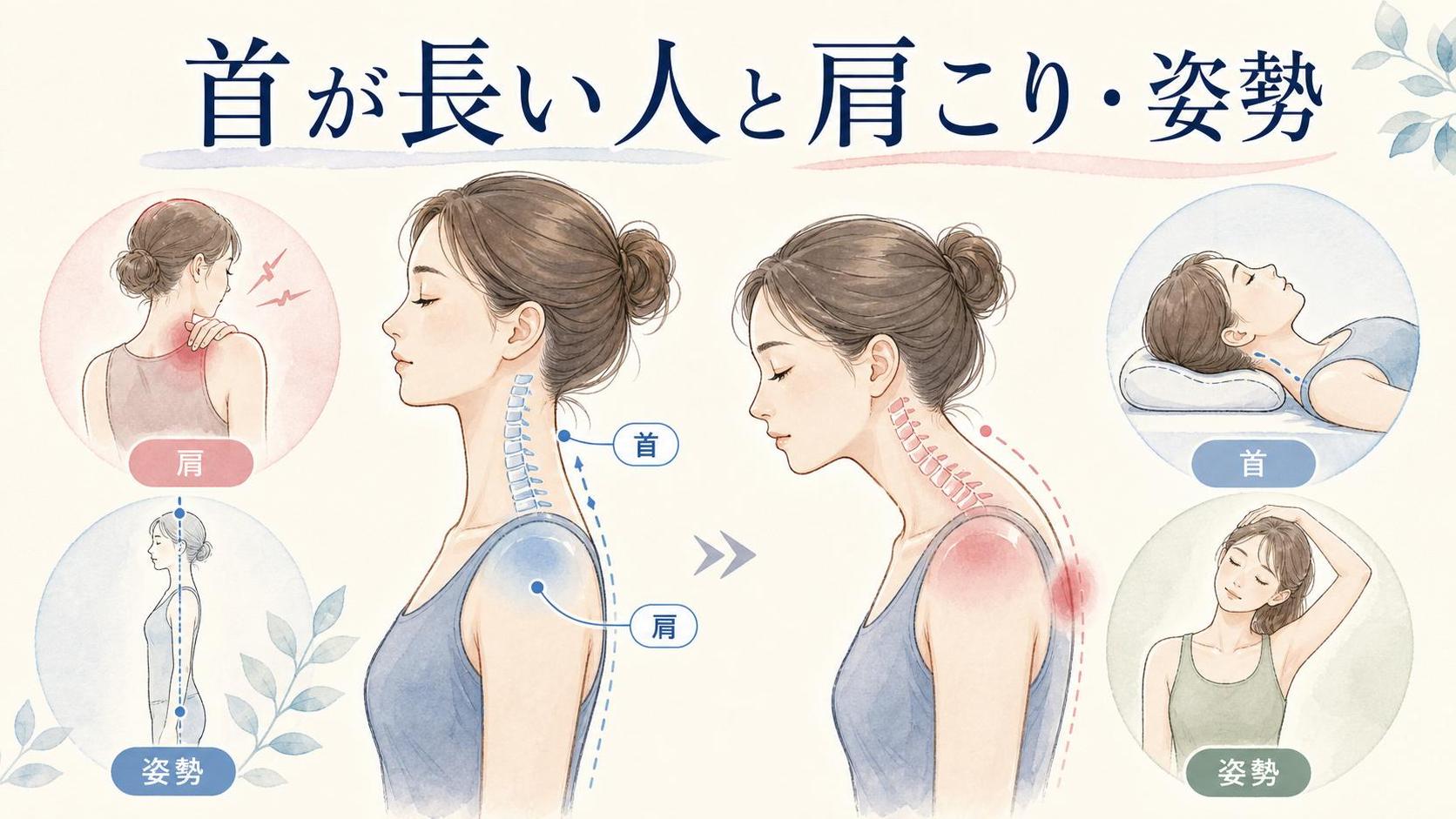 首が長い人のデメリットは?肩こり・姿勢への影響と対策