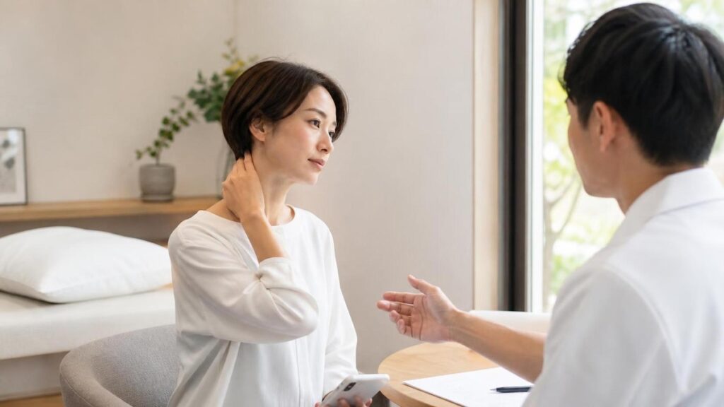 首の長い人が注意したい首肩こり｜姿勢・枕・スマホ首対策 タイトル画像