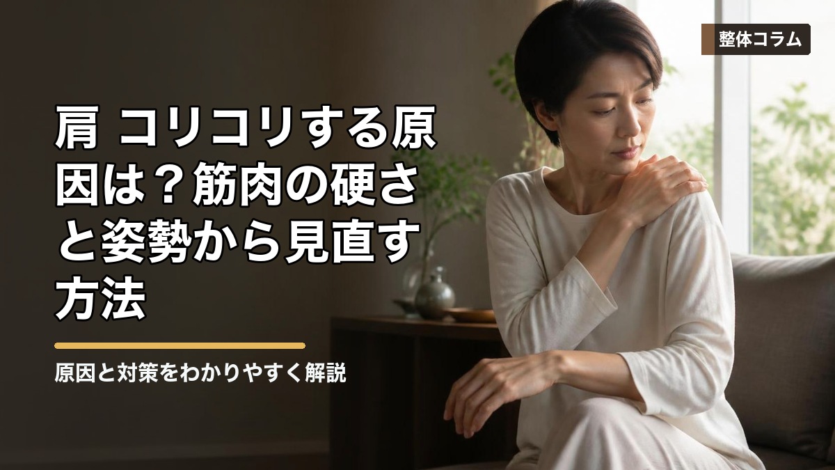 肩 コリコリする原因は？筋肉の硬さと姿勢から見直す方法 タイトル画像